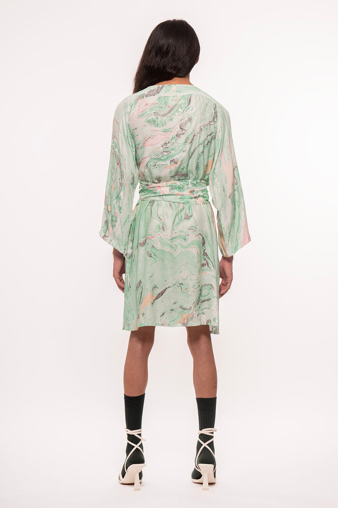 LOUISE MARBLE WRAP DRESS GREEN | Permanentvacationclothing LOUISE MARBLE WRAP DRESS GREEN | Permanentvacationclothing