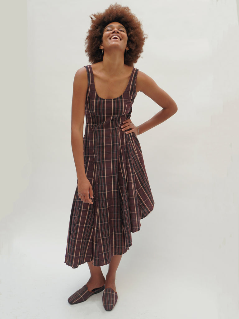 PREORDER VENUS COTTON CHECK DRESS | Permanentvacationclothing