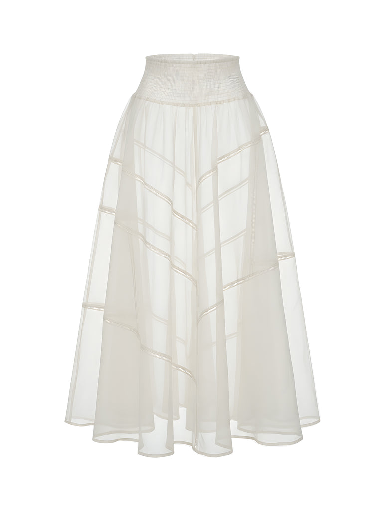 PREORDER JENNA WHITE ORGANZA SILK SKIRT | Permanentvacationclothing