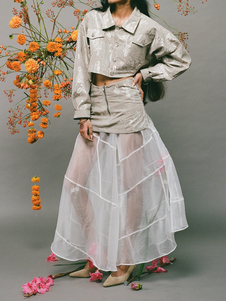 PREORDER JENNA BLACK ORGANZA SILK SKIRT | Permanentvacationclothing