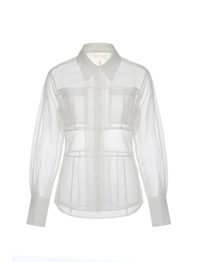 PREORDER CELIA WHITE ORGANZA SILK BLOUSE | Permanentvacationclothing