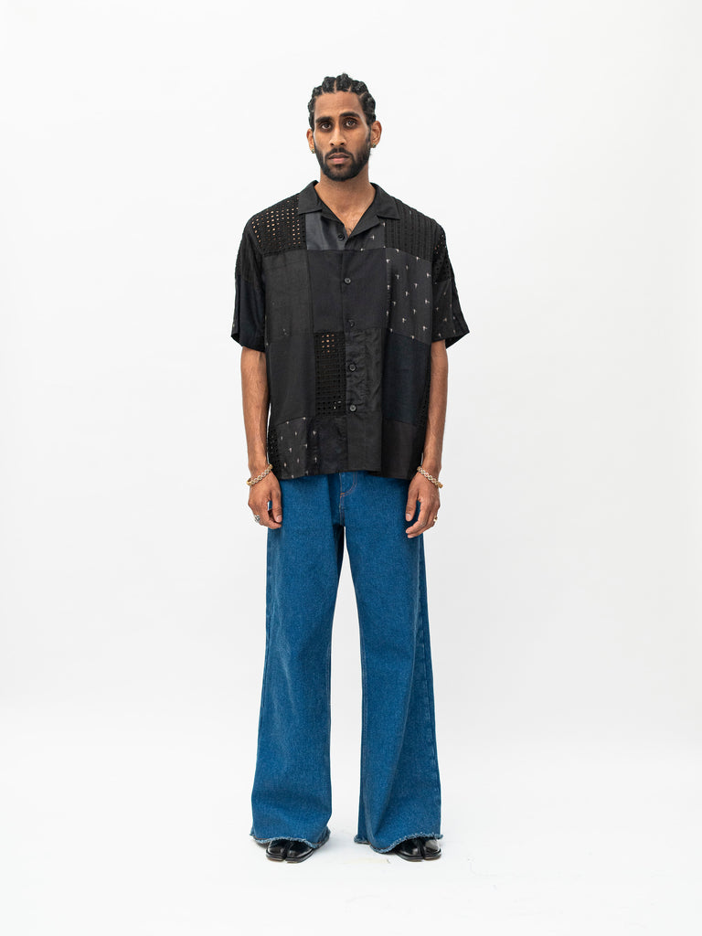 BLACK PATCHWORK CALI SHIRT
