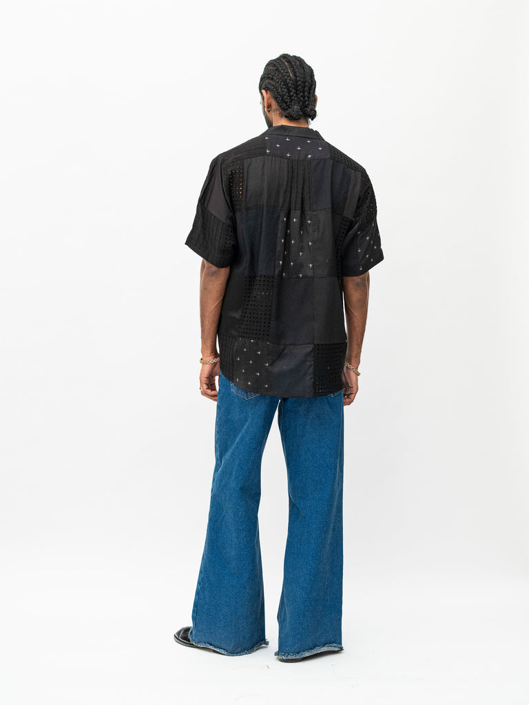 BLACK PATCHWORK CALI SHIRT