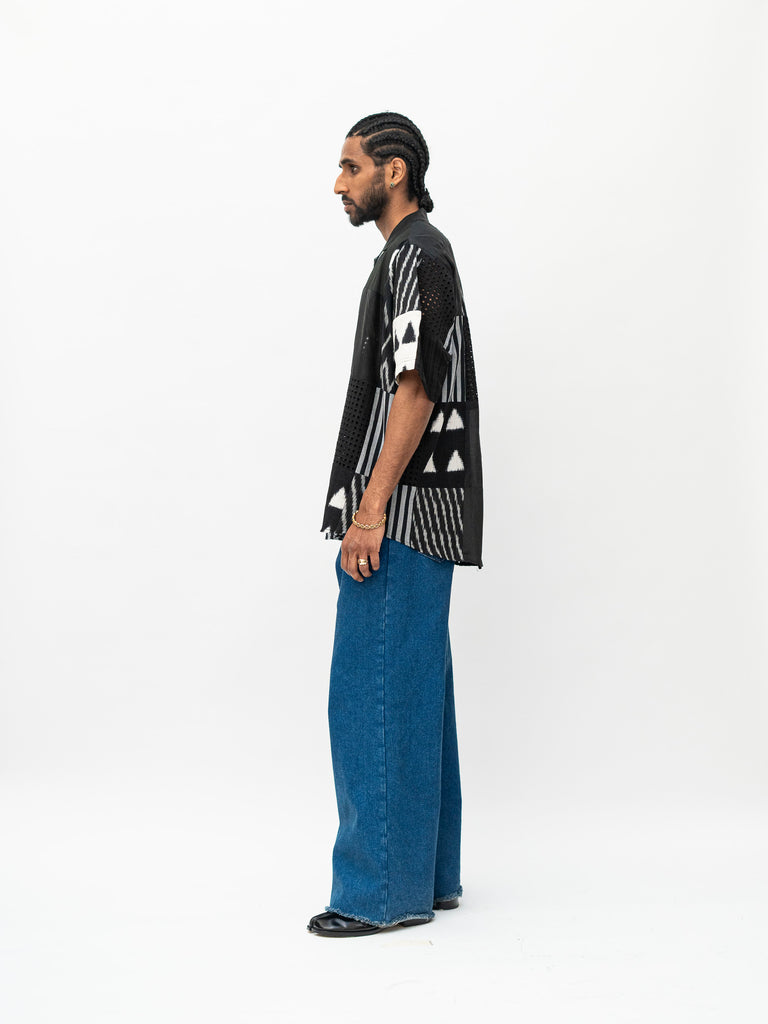 BLACK AND WHITE  PATCHWORK SHIRT