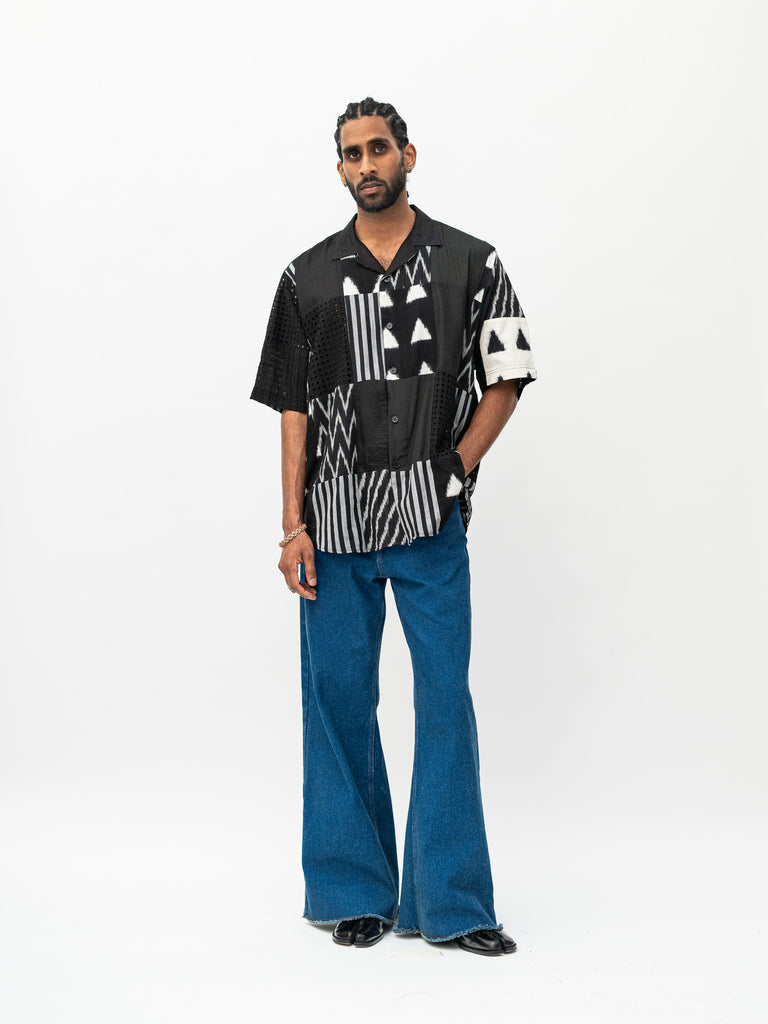 BLACK AND WHITE  PATCHWORK SHIRT