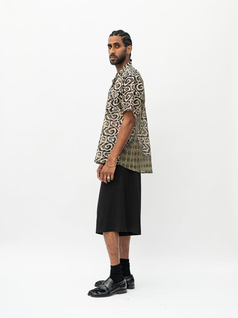 BLACK AND WHITE COTTON CALI SHIRT