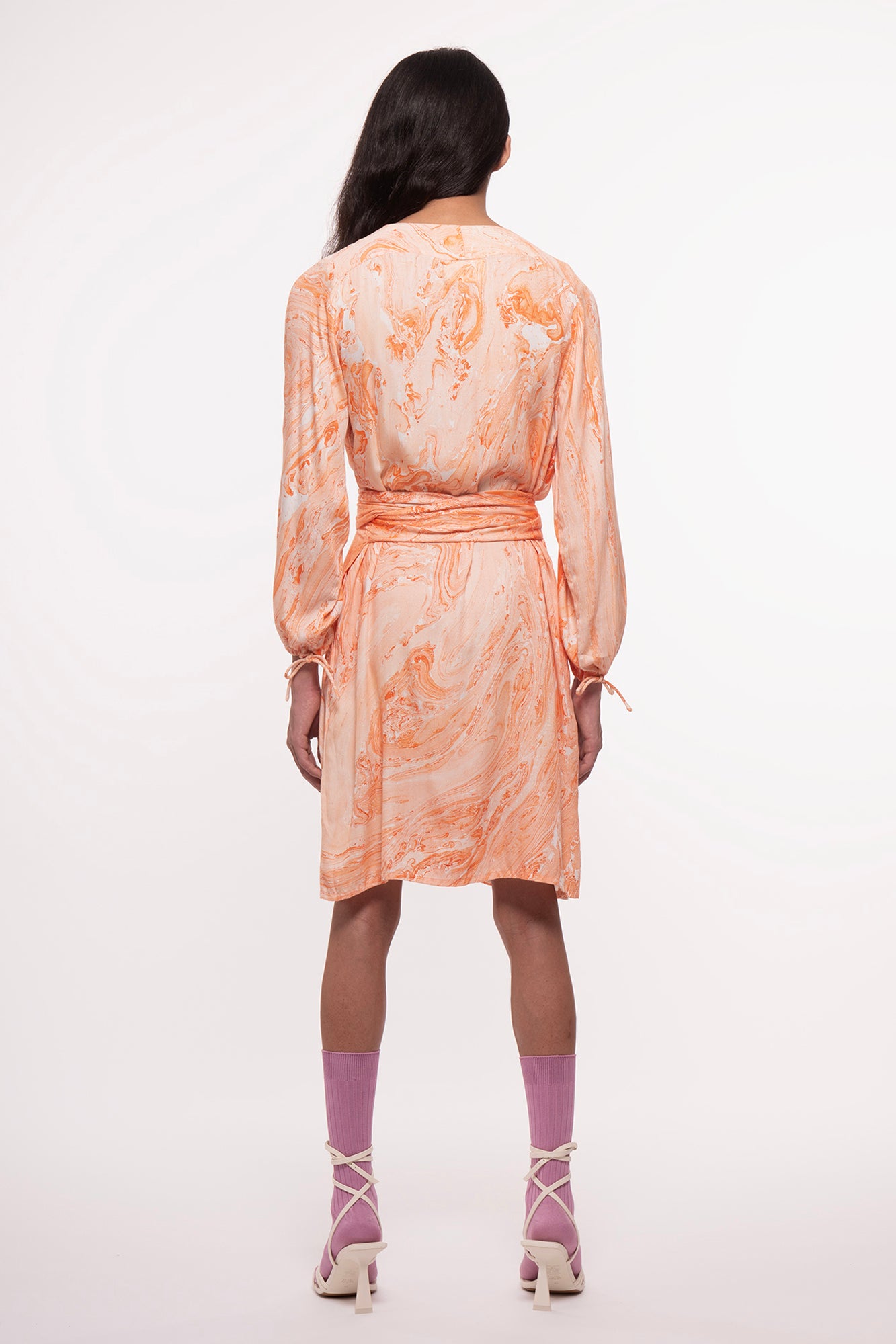 LOUISE MARBLE WRAP DRESS ORANGE | Permanentvacationclothing