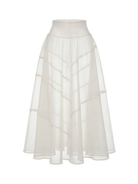 PREORDER JENNA WHITE ORGANZA SILK SKIRT | Permanentvacationclothing