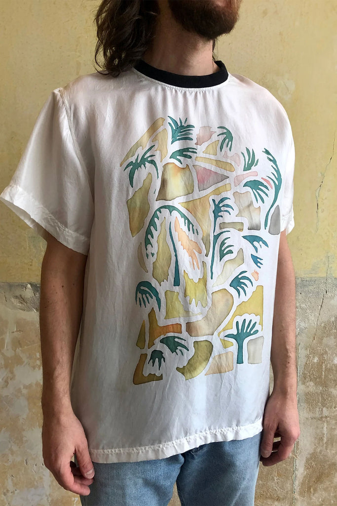 HAND PAINTED SILK T-SHIRT BY YOANN PISTERMAN