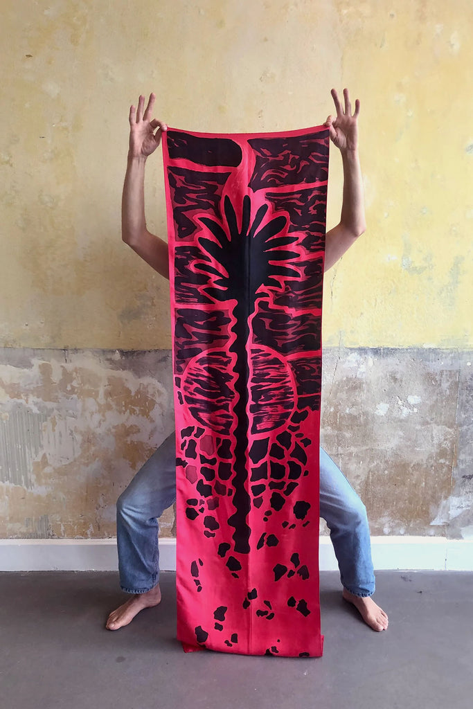 HAND PAINTED SILK SCARF - GLOBAL WARMING -
