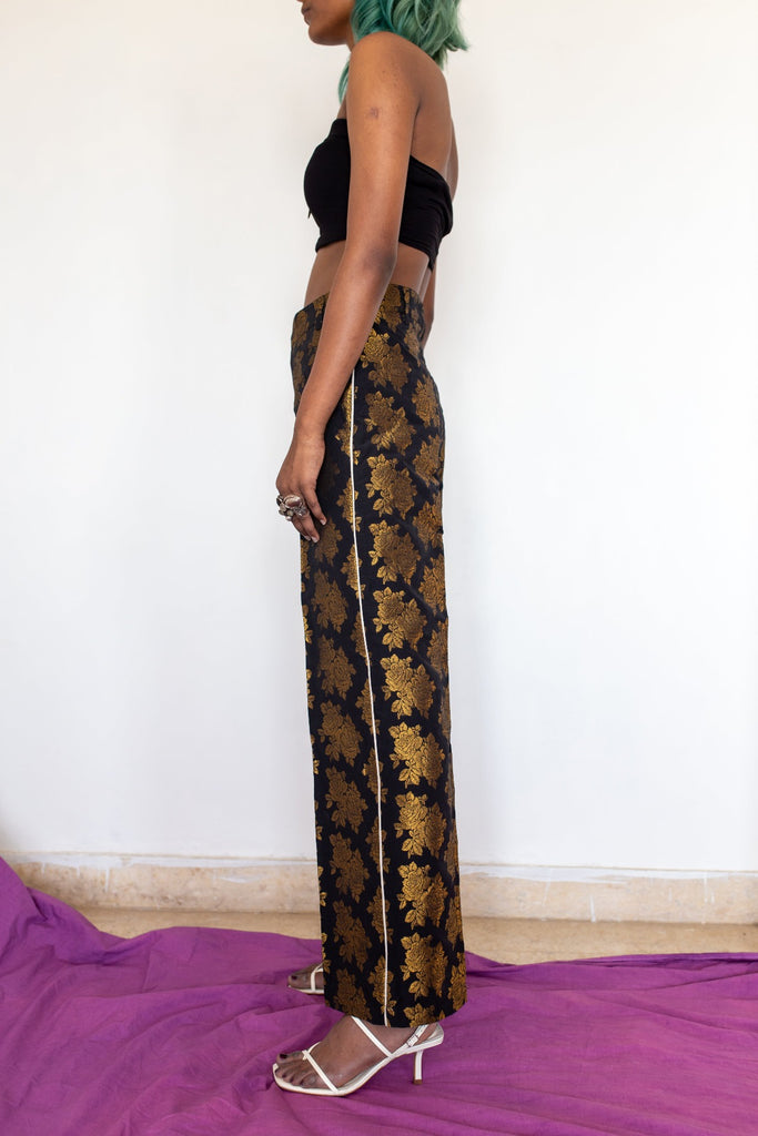 FLOWER BROCADE TROUSERS