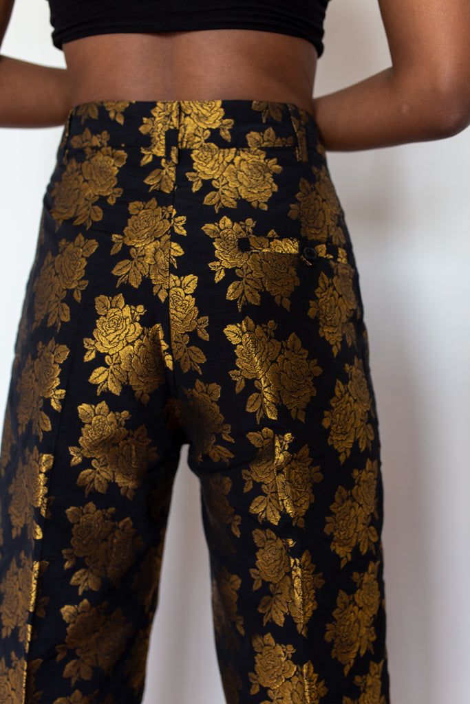 FLOWER BROCADE TROUSERS