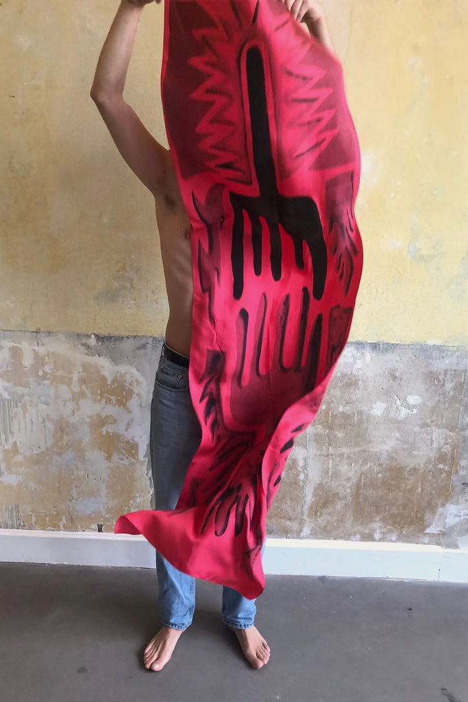 HAND PAINTED SILK SCARF - HANDS -