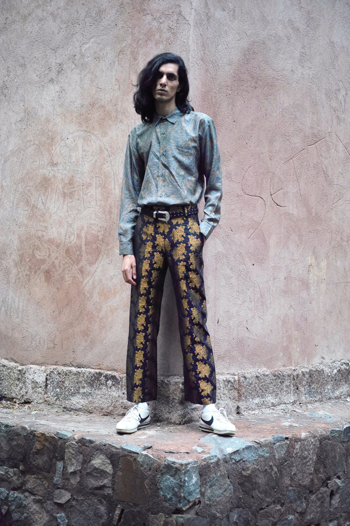 FLOWER BROCADE TROUSERS