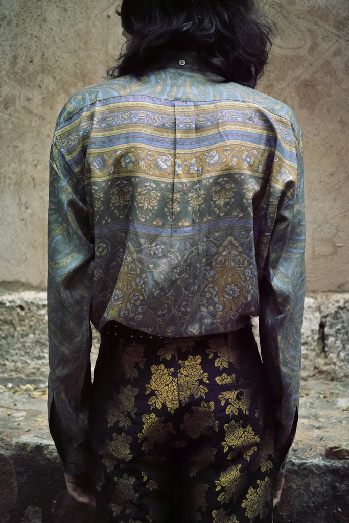 FLOWER BROCADE TROUSERS